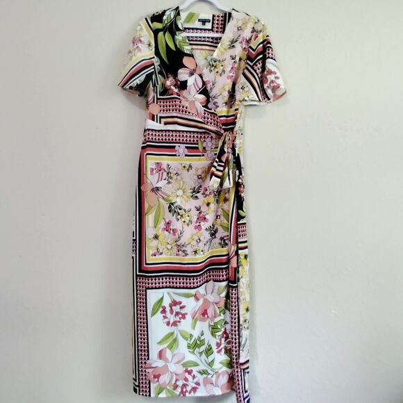 Who What Wear Wrap Maxi Dress Patchwork Floral Boho Cottagecore Medium - Picture 3 of 11